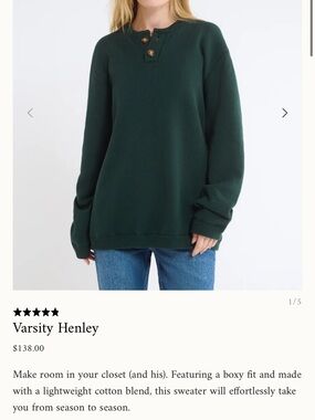 Rumored Varsity Henley Women's Sweater - Forest Green